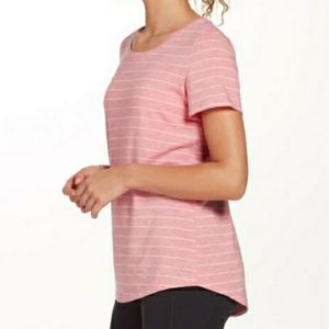 CALIA by Carrie Underwood Pink and White Striped Short Sleeve Tee